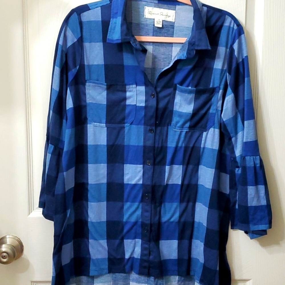 French Laundry Blue Plaid Button-Down Shirt
